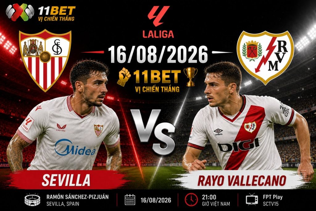 11BET Soi kèo Sevilla vs Rayo Vallecano 02h30 ngày 16/08 | La Liga 2026/27